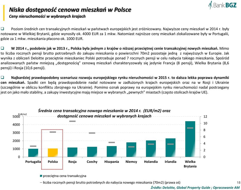 mieszkania płacono ok. 1 EUR. W 214 r., podobnie jak w 213 r., Polska była jednym z krajów o niższej przeciętnej cenie transakcyjnej nowych mieszkań.