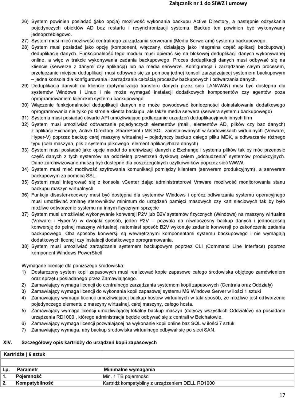 28) System musi posiadać jako opcję (komponent, włączany, działający jako integralna część aplikacji backupowej) deduplikację danych.