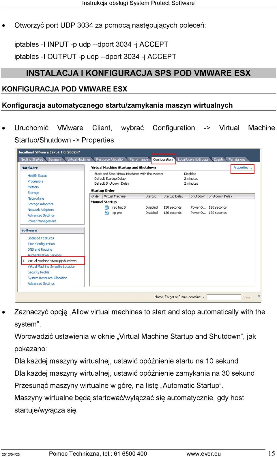 opcję Allow virtual machines to start and stop automatically with the system.