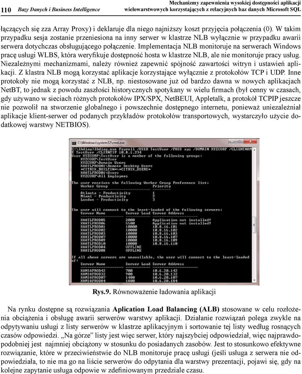 Implementacja NLB montoruje na sererach Wndos pracę usług WLBS, która eryfkuje dostępność hosta klastrze NLB, ale ne montoruje pracy usług.