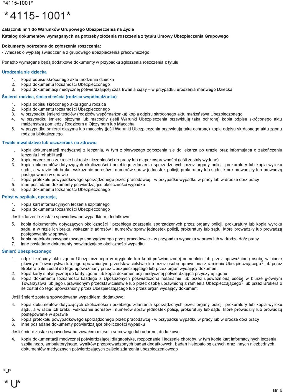 Urodzenia się dziecka 1. kopia odpisu skróconego aktu urodzenia dziecka 2. kopia dokumentu tożsamości Ubezpieczonego 3.