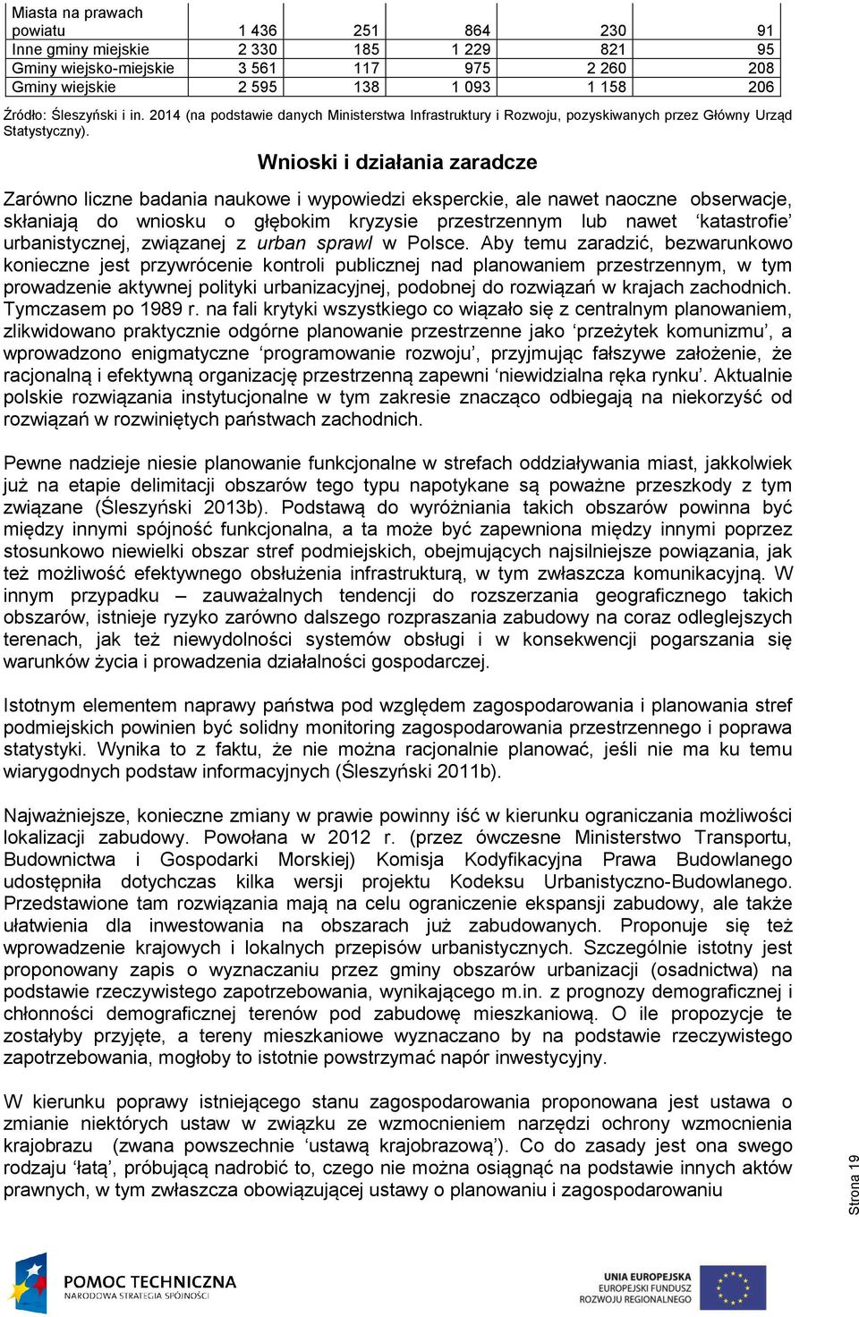 Wnioski i działania zaradcze Zarówno liczne badania naukowe i wypowiedzi eksperckie, ale nawet naoczne obserwacje, skłaniają do wniosku o głębokim kryzysie przestrzennym lub nawet katastrofie