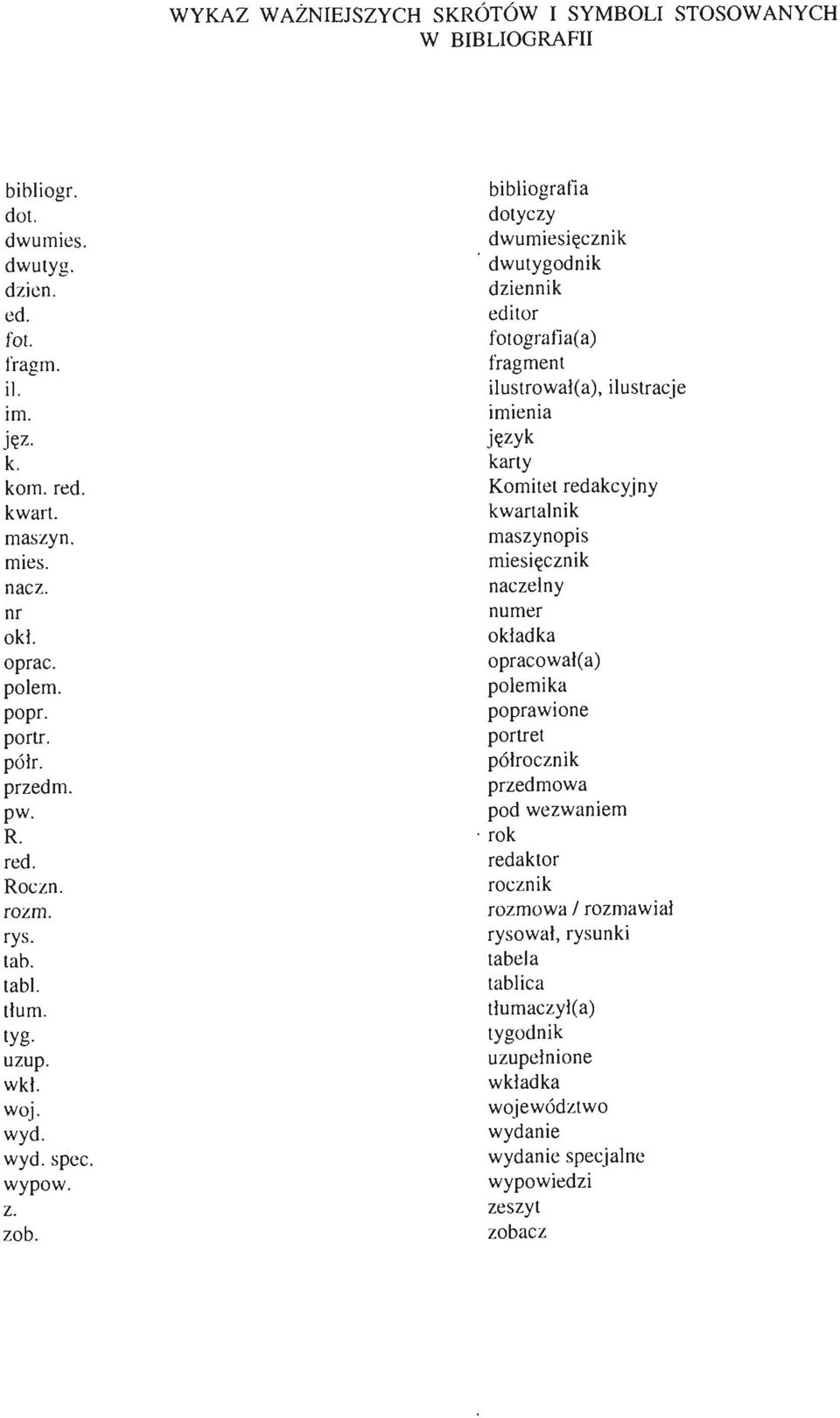 bibliografia dotyczy dwumiesięcznik dwutygodnik dziennik editor fotografia(a) fragment ilustrował(a), ilustracje imienia język karty Komitet redakcyjny kwartalnik maszynopis miesięcznik naczelny