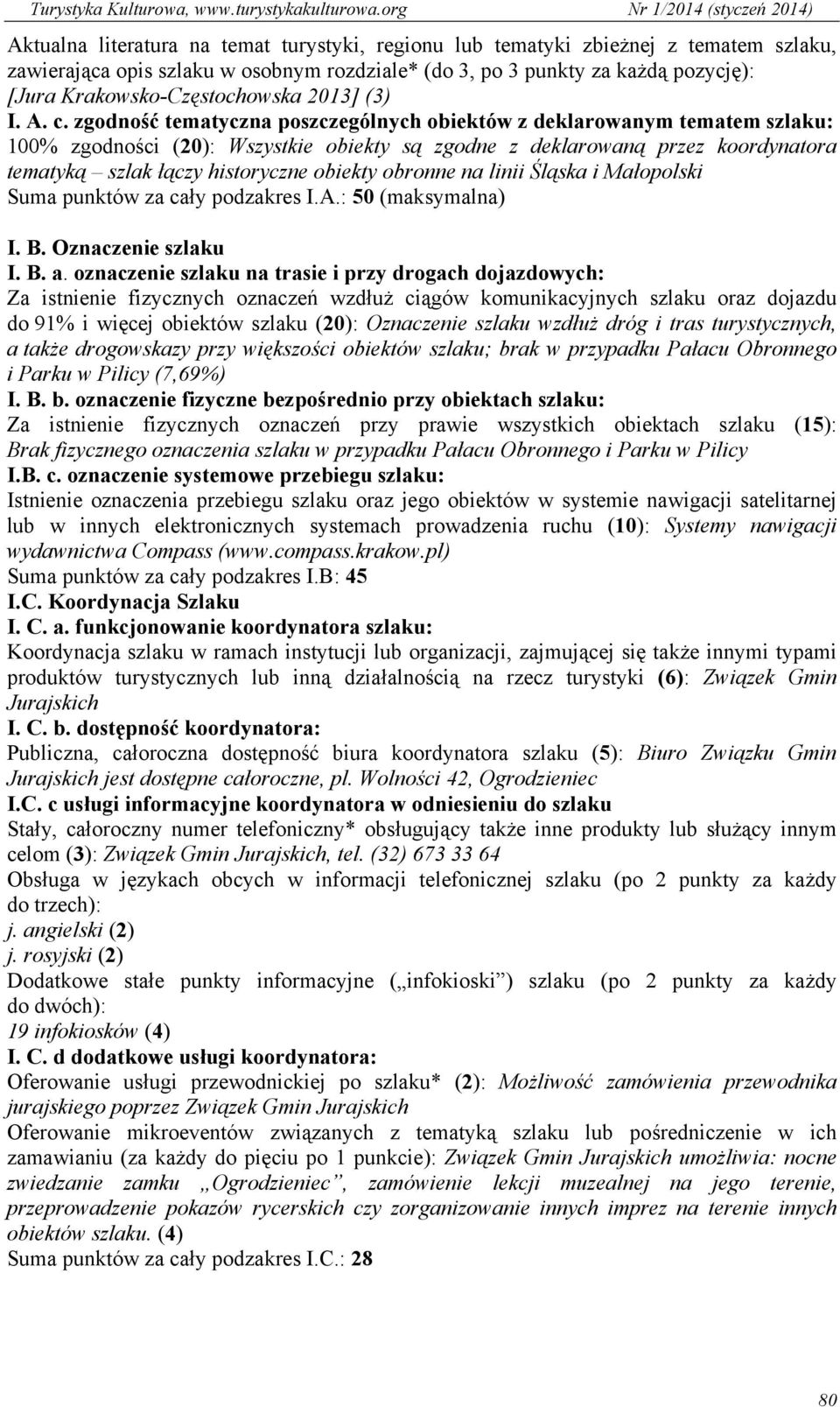 zgodność tematyczna poszczególnych obiektów z deklarowanym tematem szlaku: 100% zgodności (20): Wszystkie obiekty są zgodne z deklarowaną przez koordynatora tematyką szlak łączy historyczne obiekty