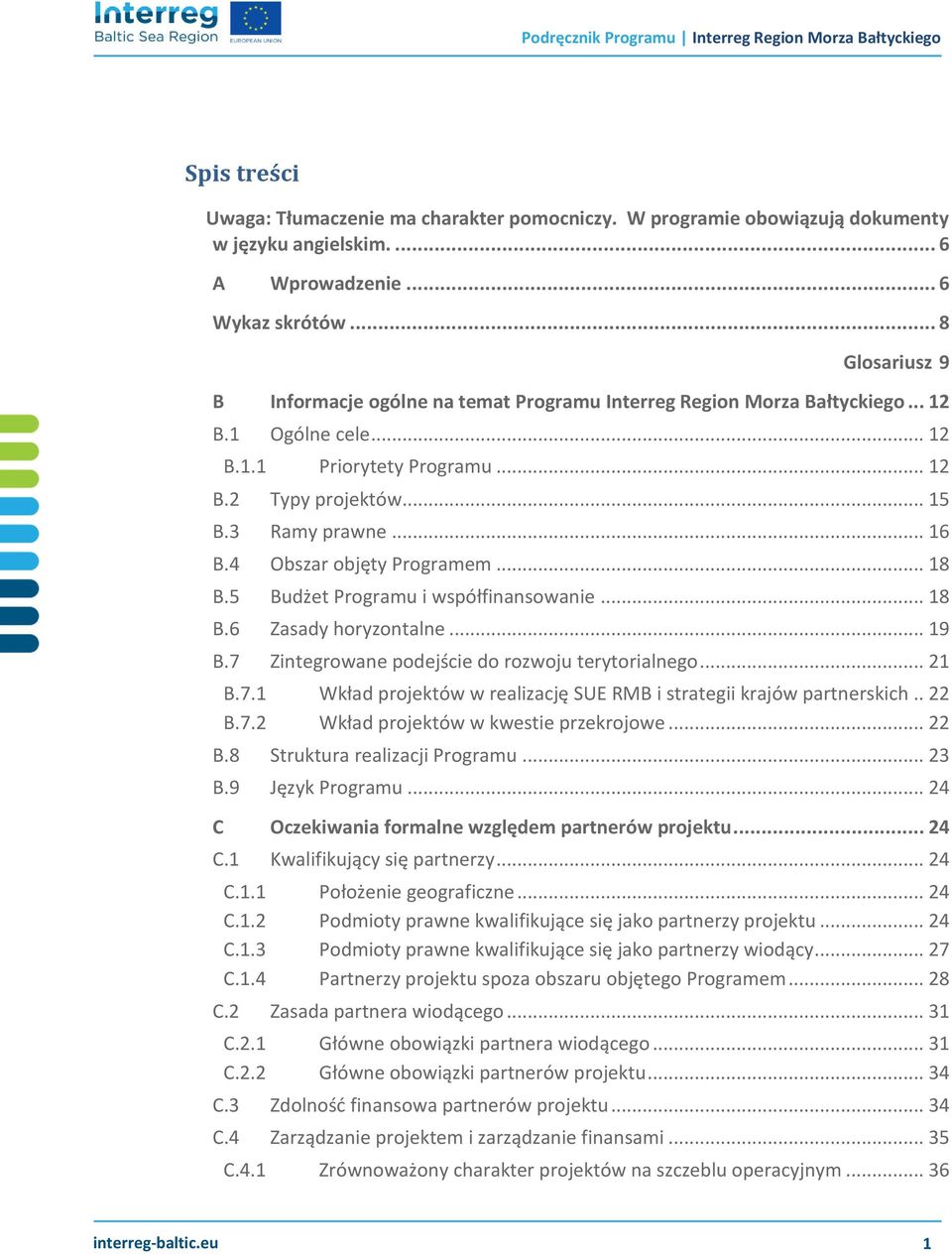 4 Obszar objęty Programem... 18 B.5 Budżet Programu i współfinansowanie... 18 B.6 Zasady horyzontalne... 19 B.7 Zintegrowane podejście do rozwoju terytorialnego... 21 B.7.1 Wkład projektów w realizację SUE RMB i strategii krajów partnerskich.