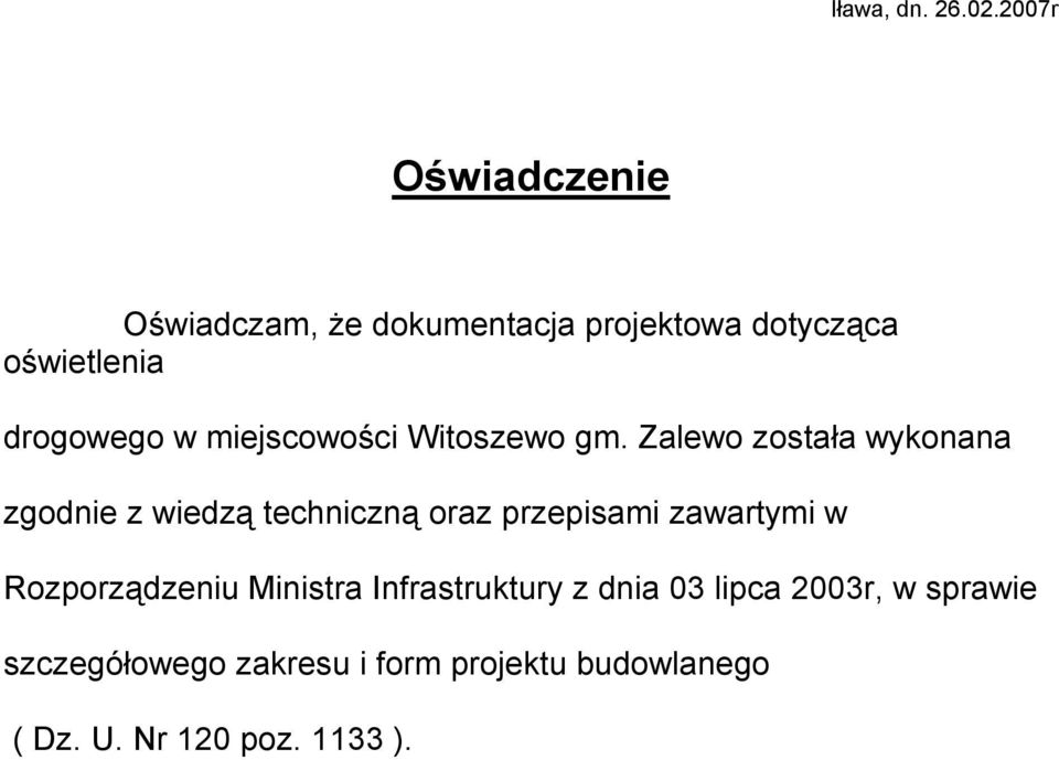 miejscowości Witoszewo gm.