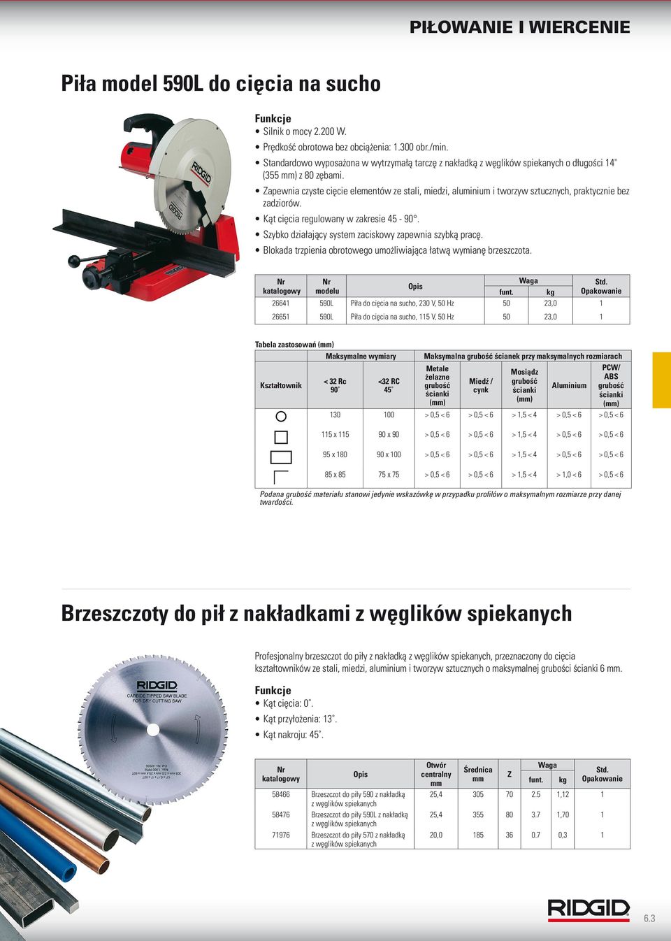 Zapewnia czyste cięcie elementów ze stali, miedzi, aluminium i tworzyw sztucznych, praktycznie bez zadziorów. Kąt cięcia regulowany w zakresie 45-90.