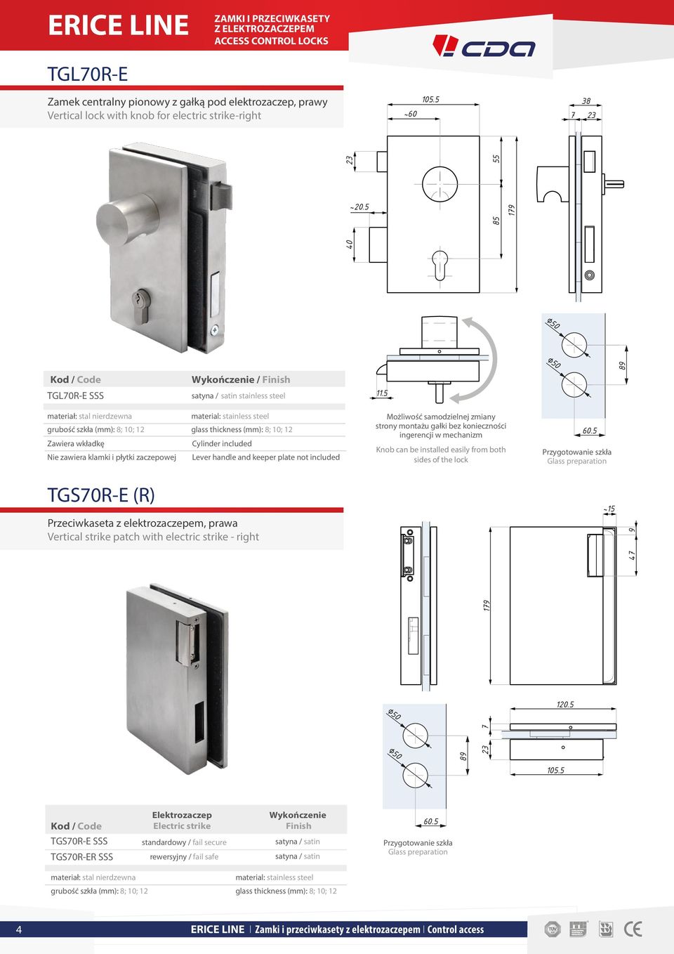 5 179 89 85 TGL70R-E SSS Wykończenie / Finish stainless steel 11.