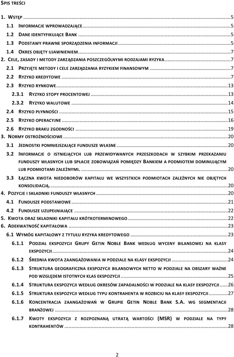 .. 13 2.3.2 RYZYKO WALUTOWE... 14 2.4 RYZYKO PŁYNNOŚCI... 15 2.5 RYZYKO OPERACYJNE... 16 2.6 RYZYKO BRAKU ZGODNOŚCI... 19 3. NORMY OSTROŻNOŚCIOWE... 20 3.1 JEDNOSTKI POMNIEJSZAJĄCE FUNDUSZE WŁASNE.