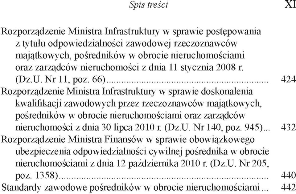 .. 424 Rozporządzenie Ministra Infrastruktury w sprawie doskonalenia kwalifikacji zawodowych przez rzeczoznawców majątkowych, pośredników w obrocie nieruchomościami oraz zarządców nieruchomości