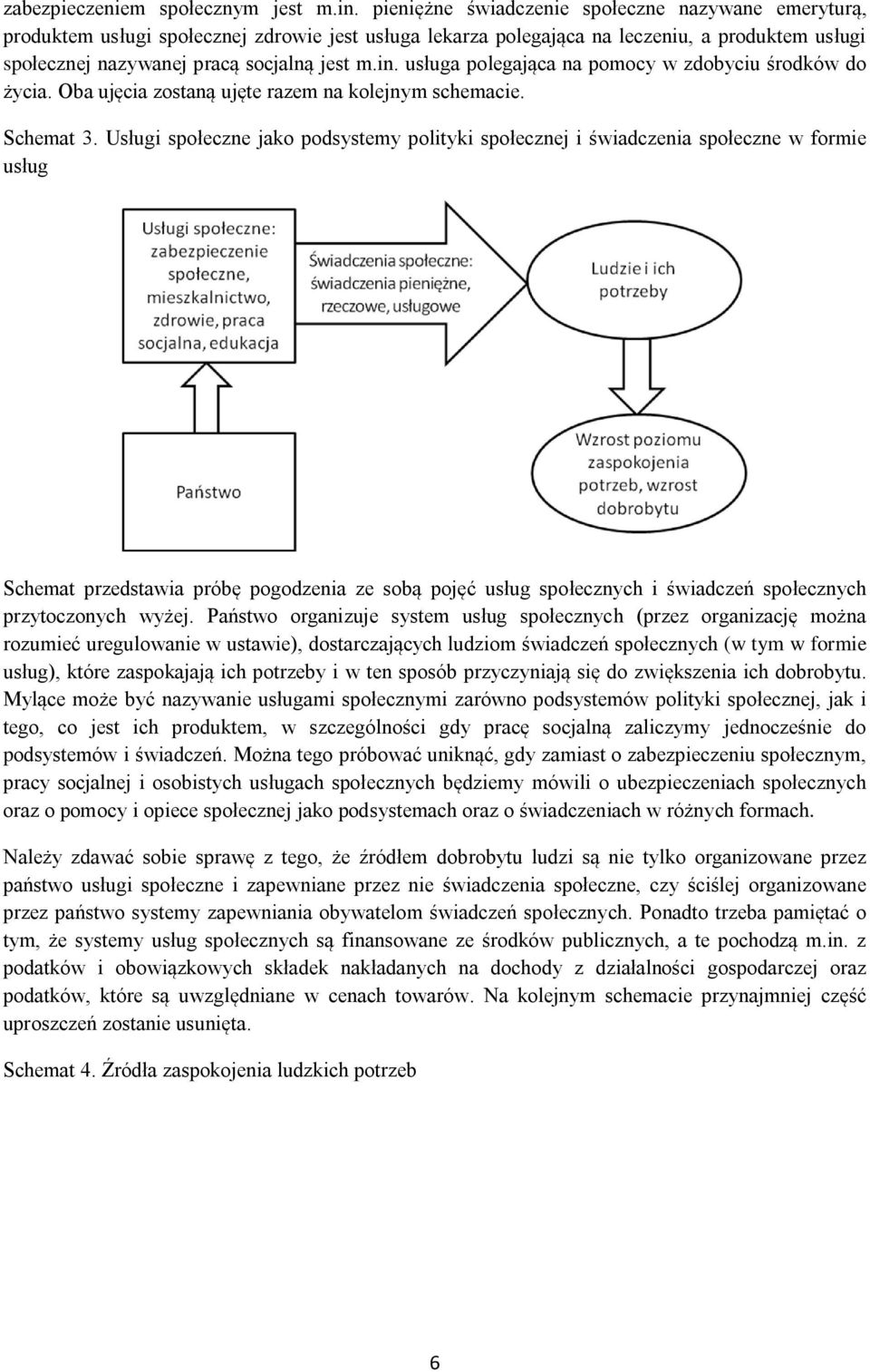 usługa polegająca na pomocy w zdobyciu środków do życia. Oba ujęcia zostaną ujęte razem na kolejnym schemacie. Schemat 3.