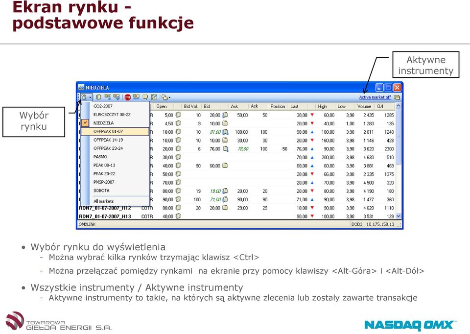 ekranie przy pomocy klawiszy <Alt-Góra> i <Alt-Dół> Wszystkie instrumenty / Aktywne