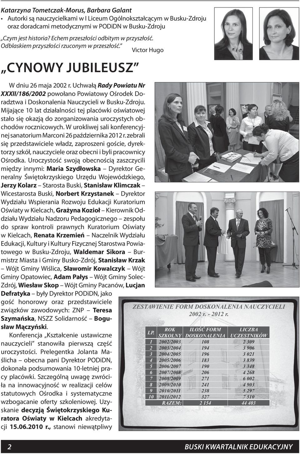 Uchwałą Rady Powiatu Nr XXXII/186/2002 powołano Powiatowy Ośrodek Doradztwa i Doskonalenia Nauczycieli w Busku-Zdroju.