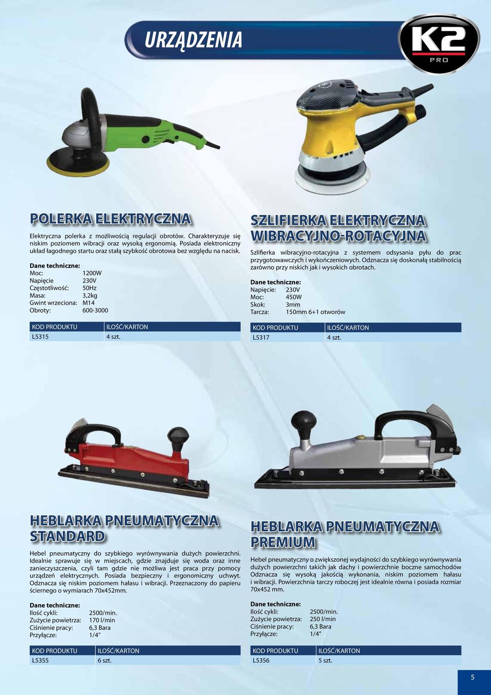 Dane techniczne: Moc: 1200W Napięcie 230V Częstotliwość: 50Hz Masa: 3,2kg Gwint wrzeciona: M14 Obroty: 600-3000 Szlifierka elektryczna wibracyjno-rotacyjna Szlifierka wibracyjno-rotacyjna z systemem