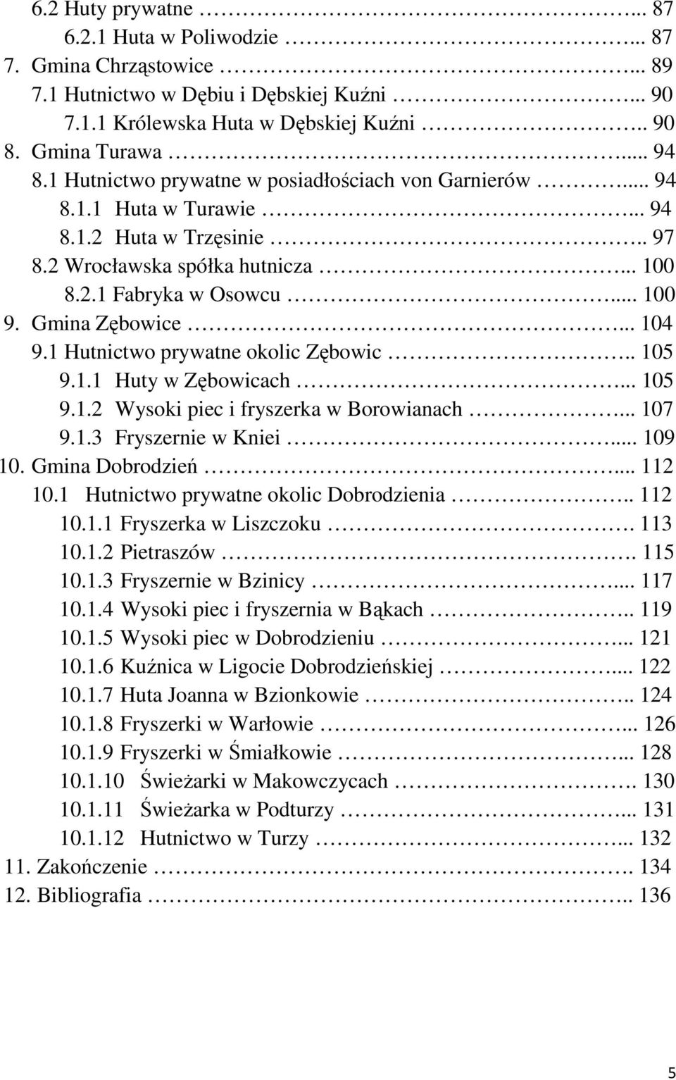 .. 104 9.1 Hutnictwo prywatne okolic Zębowic.. 105 9.1.1 Huty w Zębowicach... 105 9.1.2 Wysoki piec i fryszerka w Borowianach... 107 9.1.3 Fryszernie w Kniei... 109 10. Gmina Dobrodzień... 112 10.