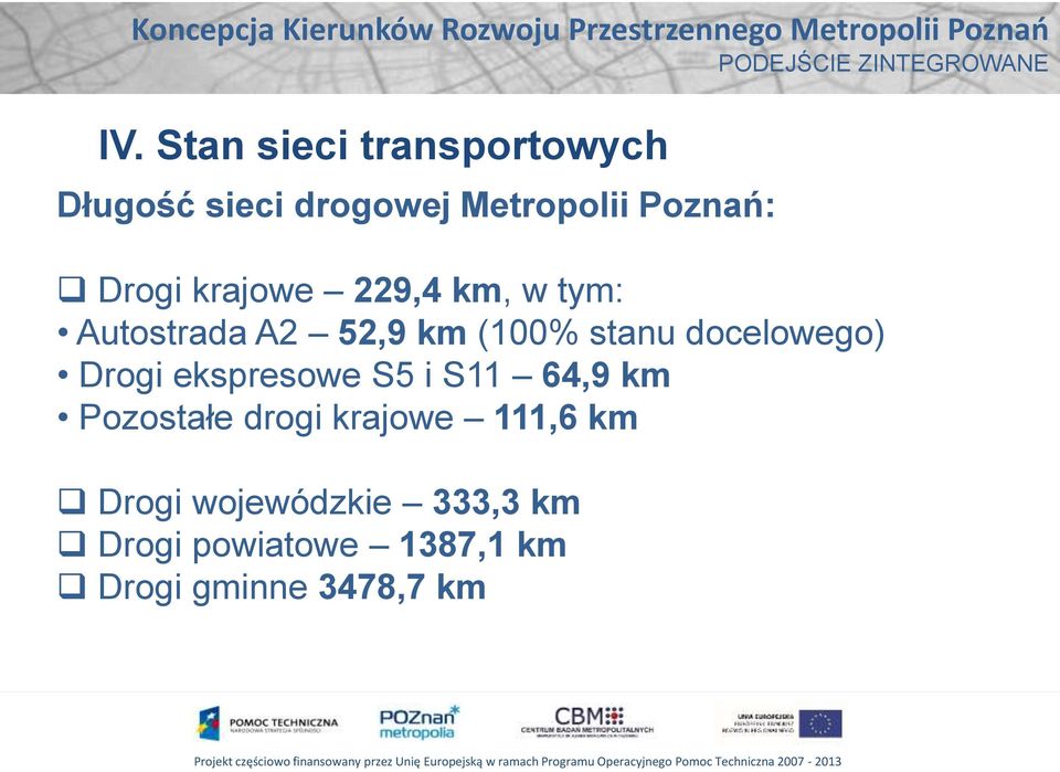 docelowego) Drogi ekspresowe S5 i S11 64,9 km Pozostałe drogi krajowe