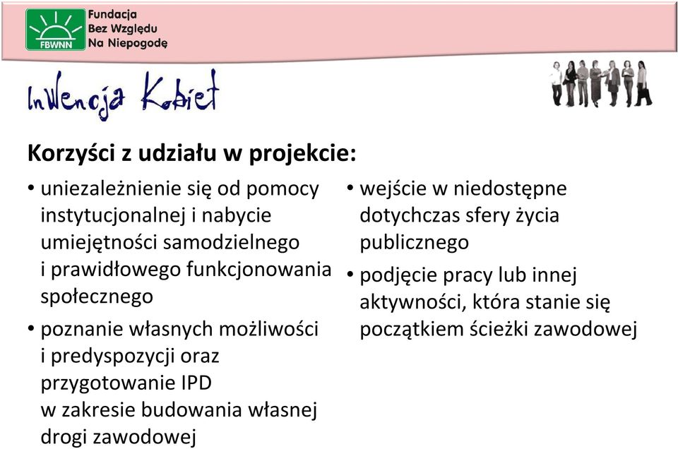 oraz przygotowanie IPD w zakresie budowania własnej drogi zawodowej wejście w niedostępne dotychczas