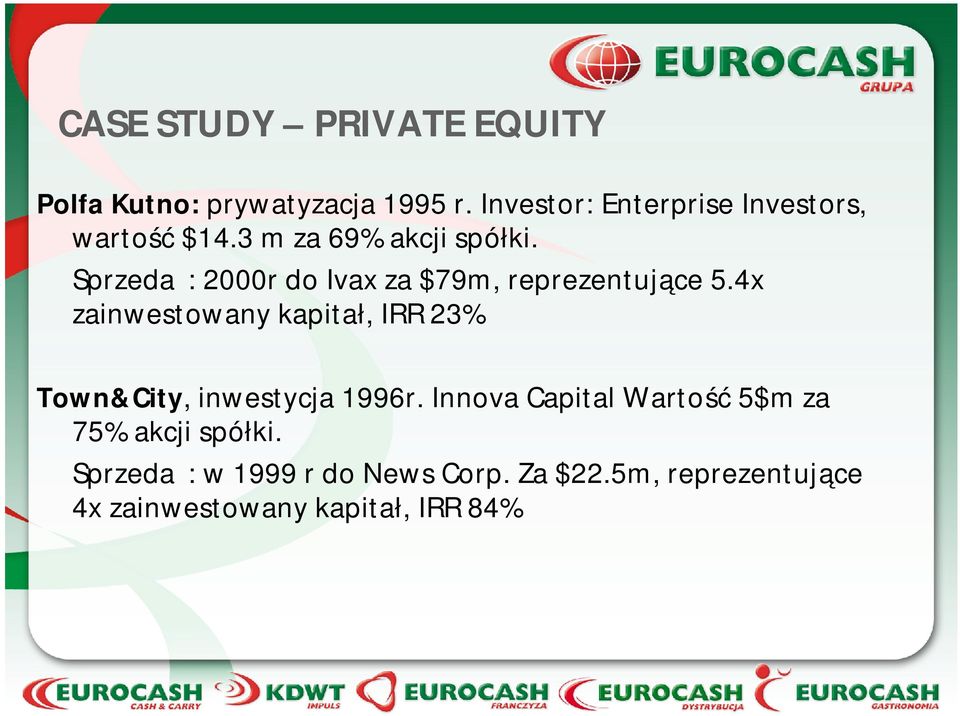 Sprzedaż: 2000r do Ivax za $79m, reprezentujące 5.