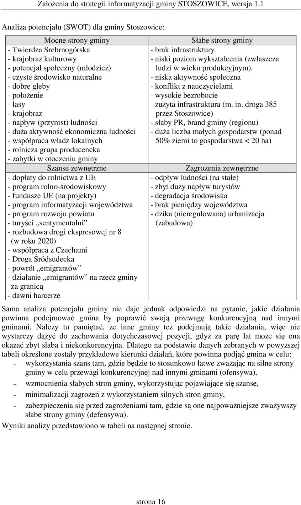 rolnictwa z UE - program rolno-rodowiskowy - fundusze UE (na projekty) - program informatyzacji województwa - program rozwoju powiatu - turyci sentymentalni - rozbudowa drogi ekspresowej nr 8 (w roku