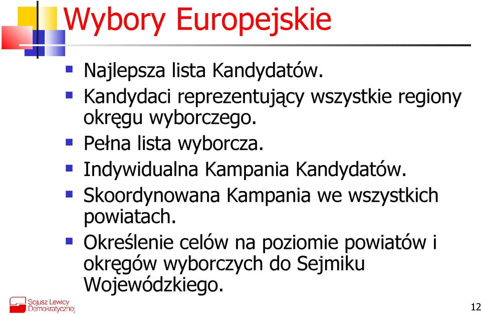 Pełna lista wyborcza. Indywidualna Kampania Kandydatów.