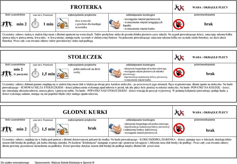 Na sygnał prowadzącego dzieci, zataczając rękoma kółka (prawą ręką w prawą stronę, lewą ręką - w lewą stronę), imitują ruchy szczotek w elektrycznej froterce.