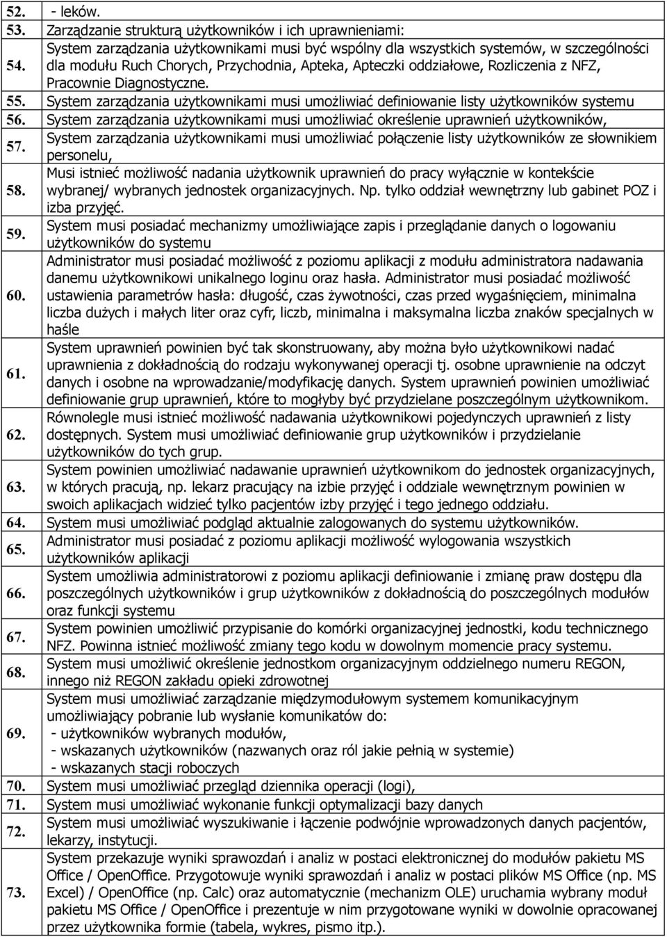 System zarządzania użytkownikami musi umożliwiać definiowanie listy użytkowników systemu 56.