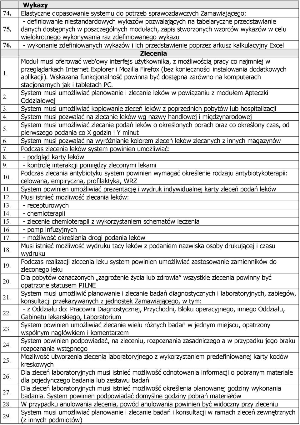 - wykonanie zdefiniowanych wykazów i ich przedstawienie poprzez arkusz kalkulacyjny Excel Zlecenia Moduł musi oferować web owy interfejs użytkownika, z możliwością pracy co najmniej w 1.