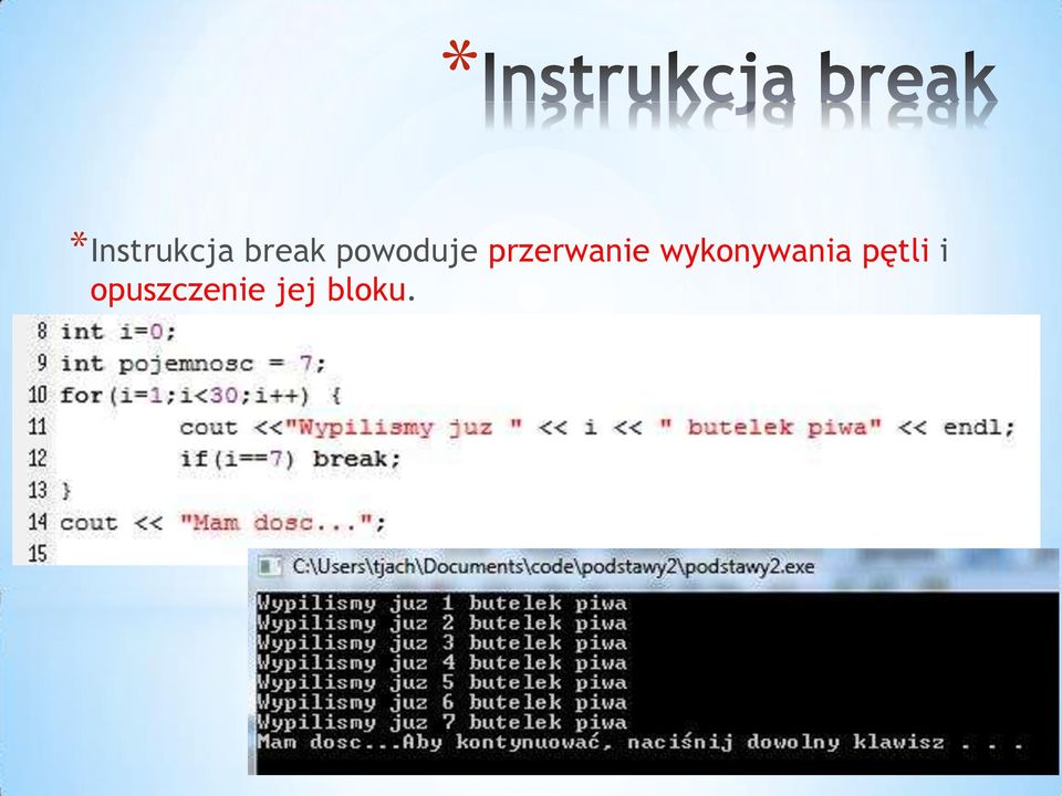 wykonywania pętli i