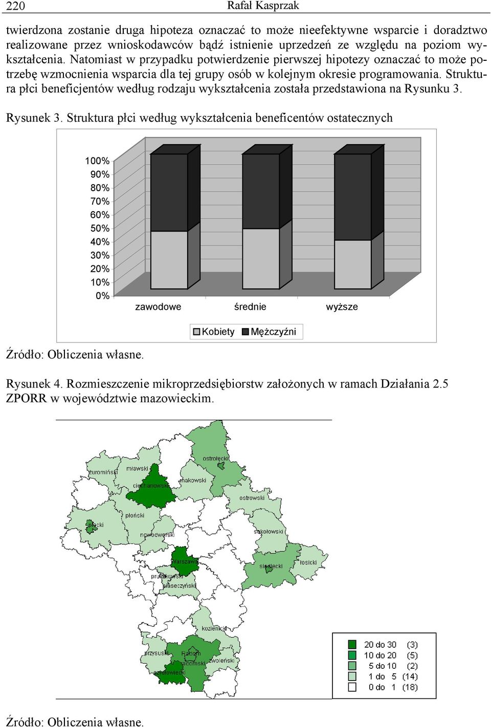 Struktura płci beneficjentów według rodzaju wykształcenia została przedstawiona na Rysunku 3. Rysunek 3.