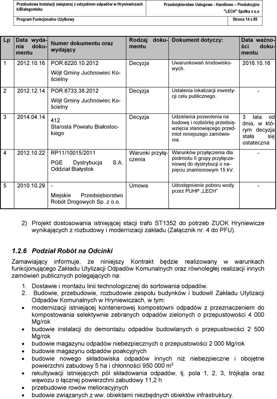 2012 Wójt Gminy Juchnowiec Kościelny Decyzja Ustalenia lokalizacji inwestycji celu publicznego. - 3 2014.04.