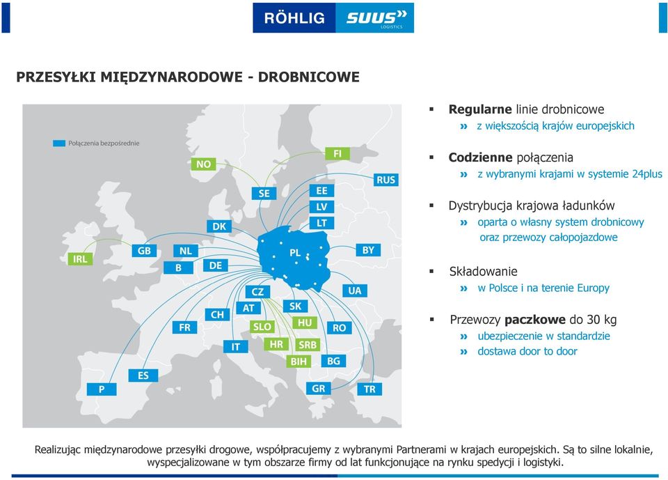 Europy Przewozy paczkowe do 30 kg ubezpieczenie w standardzie dostawa door to door Realizując międzynarodowe przesyłki drogowe, współpracujemy z