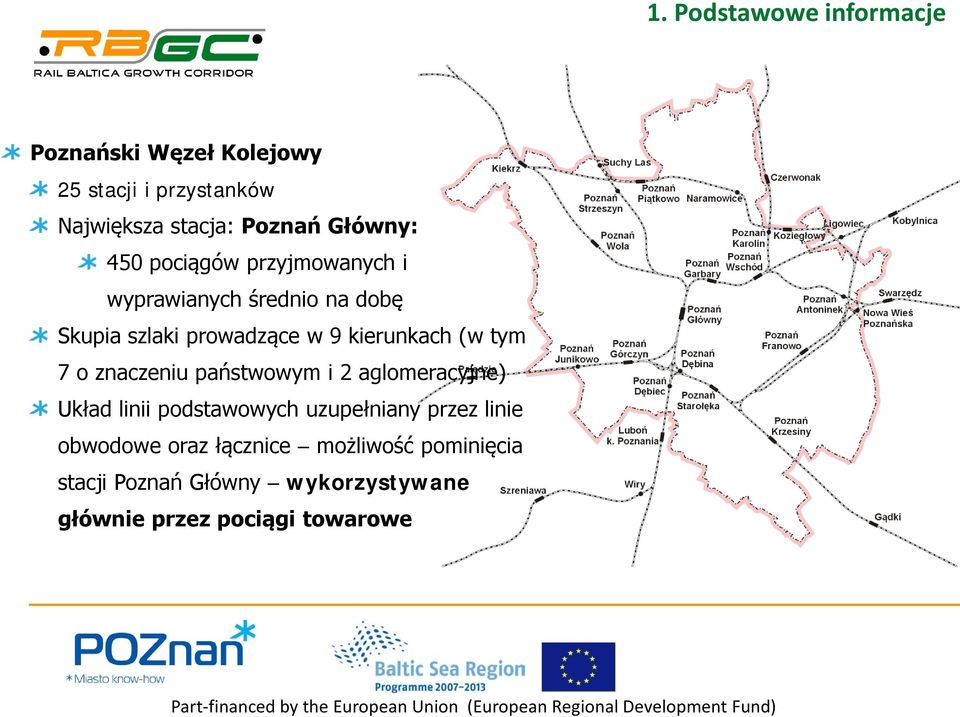 kierunkach (w tym 7 o znaczeniu państwowym i 2 aglomeracyjne) Układ linii podstawowych uzupełniany