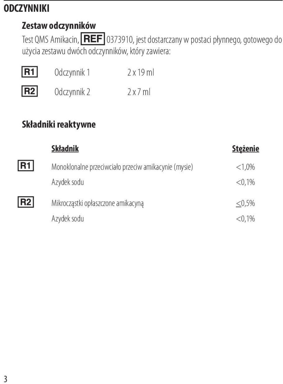 2 2 x 19 ml 2 x 7 ml Składniki reaktywne Składnik Stężenie Monoklonalne przeciwciało przeciw