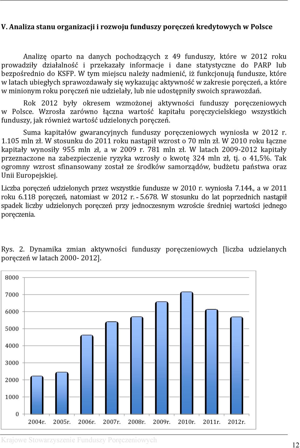 W tym miejscu należy nadmienić, iż funkcjonują fundusze, które w latach ubiegłych sprawozdawały się wykazując aktywność w zakresie poręczeń, a które w minionym roku poręczeń nie udzielały, lub nie