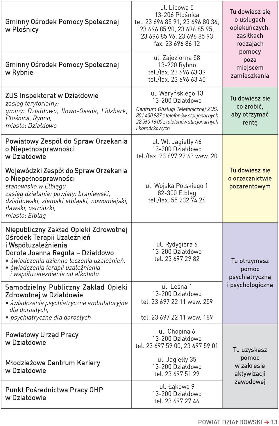 iławski, ostródzki, miasto: Elbląg Niepubliczny Zakład Opieki Zdrowotnej Ośrodek terapii Uzależnień i Współuzależnienia Dorota Joanna Reguła Działdowo świadczenia dzienne leczenia uzależnień,