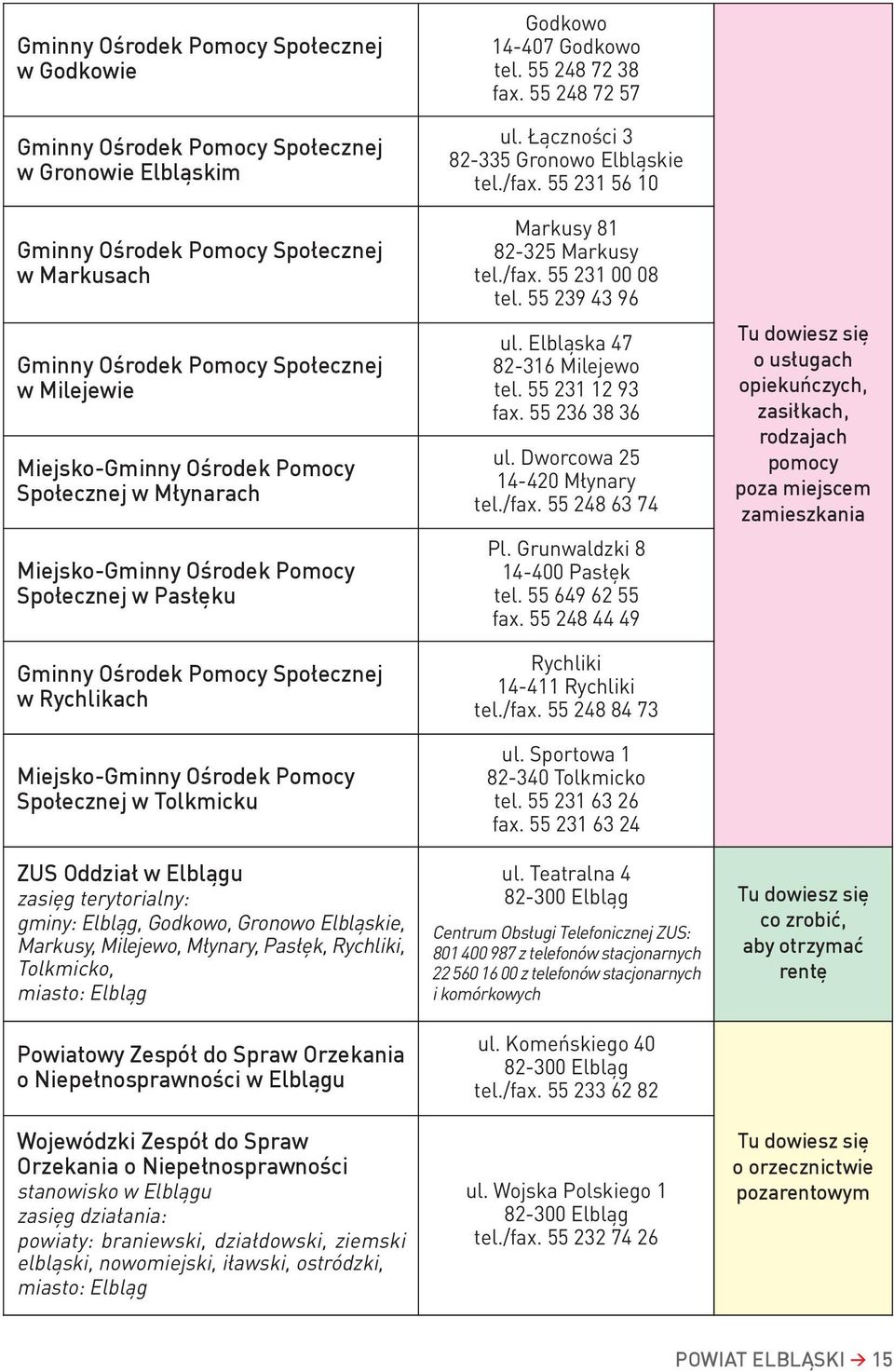 Zespół do Spraw Orzekania o Niepełnosprawności w Elblągu Wojewódzki Zespół do Spraw Orzekania o Niepełnosprawności stanowisko w Elblągu zasięg działania: powiaty: braniewski, działdowski, ziemski