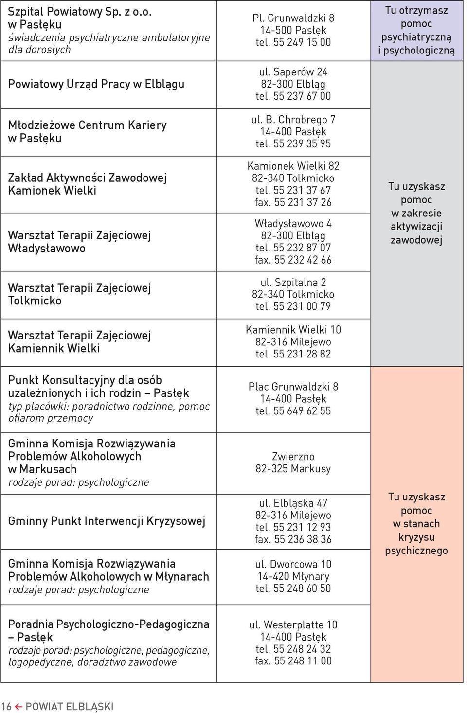 Warsztat terapii Zajęciowej Władysławowo Warsztat terapii Zajęciowej tolkmicko Warsztat terapii Zajęciowej Kamiennik Wielki Punkt Konsultacyjny dla osób uzależnionych i ich rodzin Pasłęk typ