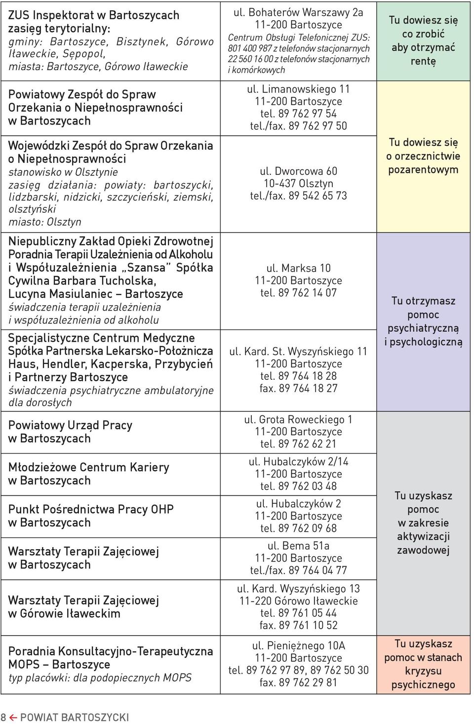 olsztyński miasto: Olsztyn Niepubliczny Zakład Opieki Zdrowotnej Poradnia terapii Uzależnienia od Alkoholu i Współuzależnienia Szansa Spółka Cywilna Barbara tucholska, Lucyna Masiulaniec Bartoszyce