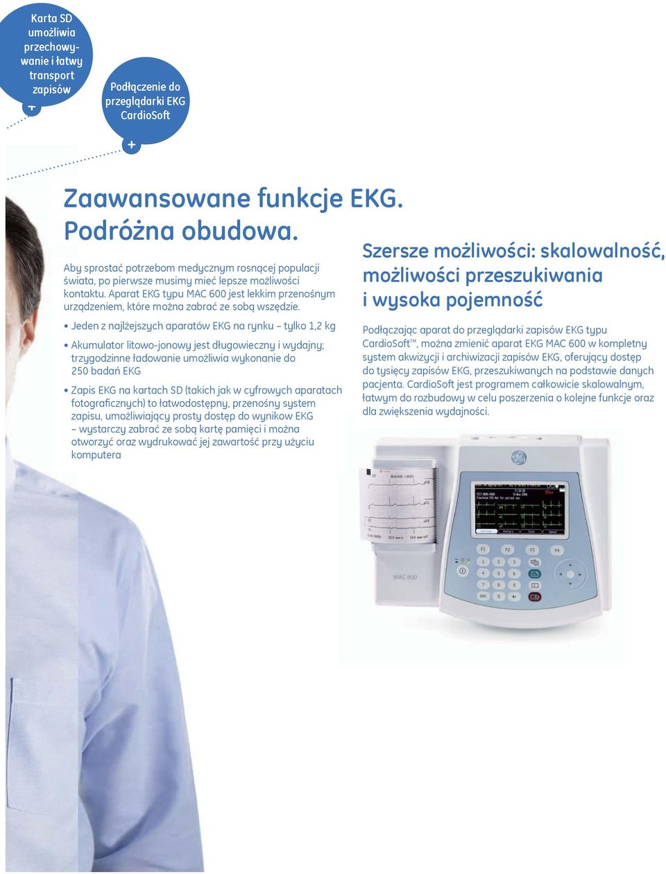 lepsze The możliwości MAC 600 is lightweight kontaktu. Aparat and portable, EKG typu MAC packing 600 advanced jest lekkim przenośnym ECG analysis urządzeniem, które można zabrać ze sobą wszędzie.