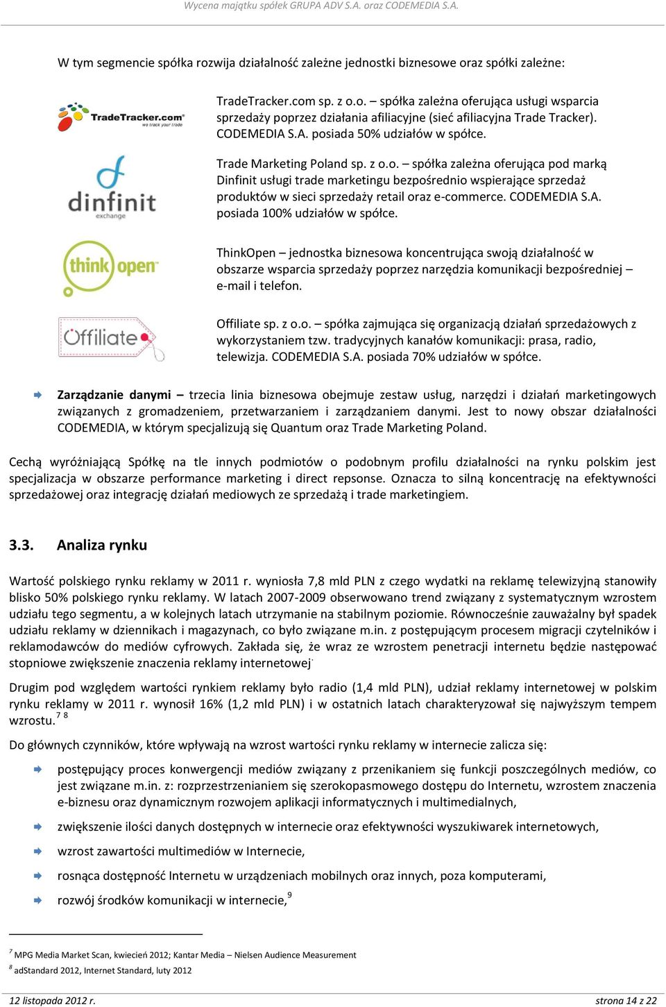 CODEMEDIA S.A. posiada 100% udziałów w spółce. ThinkOpen jednostka biznesowa koncentrująca swoją działalność w obszarze wsparcia sprzedaży poprzez narzędzia komunikacji bezpośredniej e-mail i telefon.