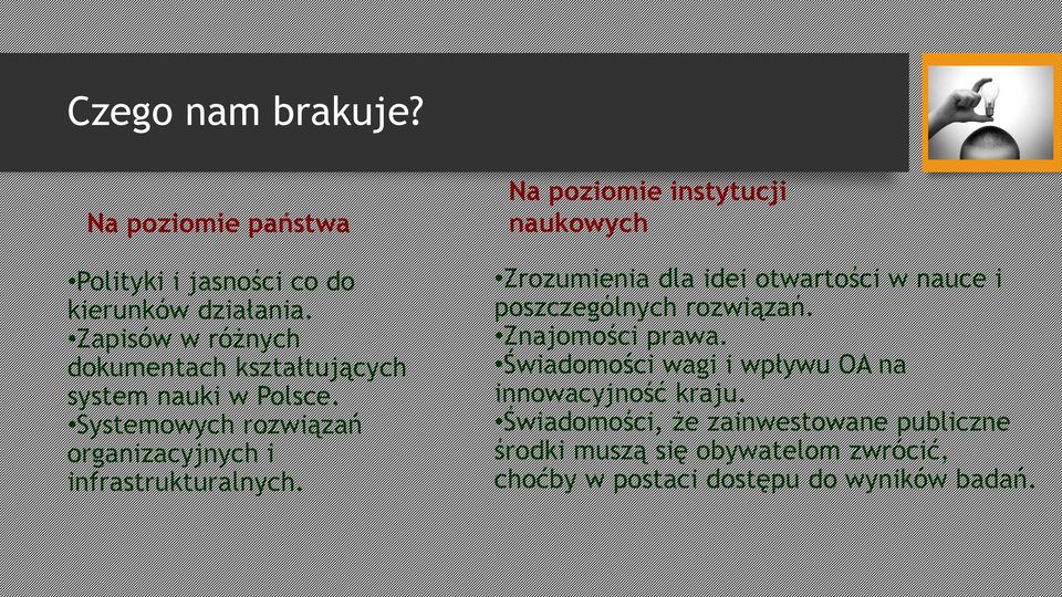 Systemowych rozwiązań organizacyjnych i infrastrukturalnych.