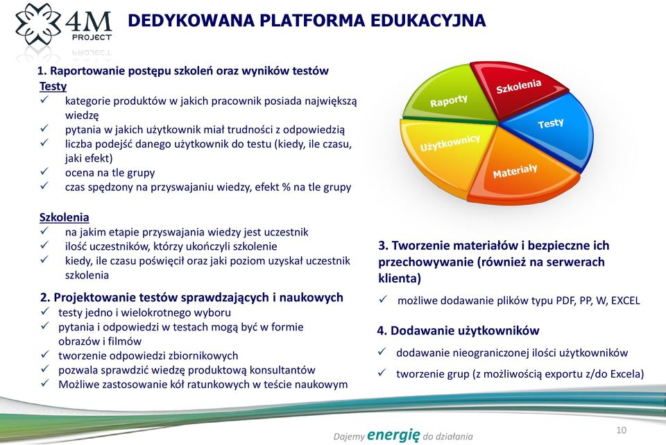 użytkownik do testu (kiedy, ile czasu, jaki efekt) ocena na tle grupy czas spędzony na przyswajaniu wiedzy, efekt % na tle grupy Szkolenia na jakim etapie przyswajania wiedzy jest uczestnik ilość