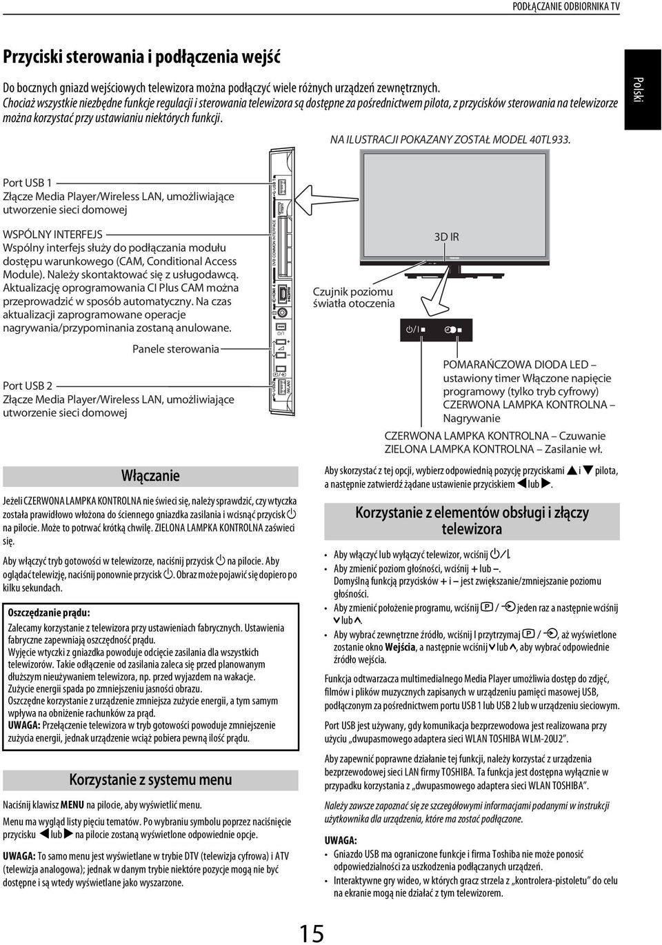 NA ILUSTRACJI POKAZANY ZOSTAŁ MODEL 40TL933.