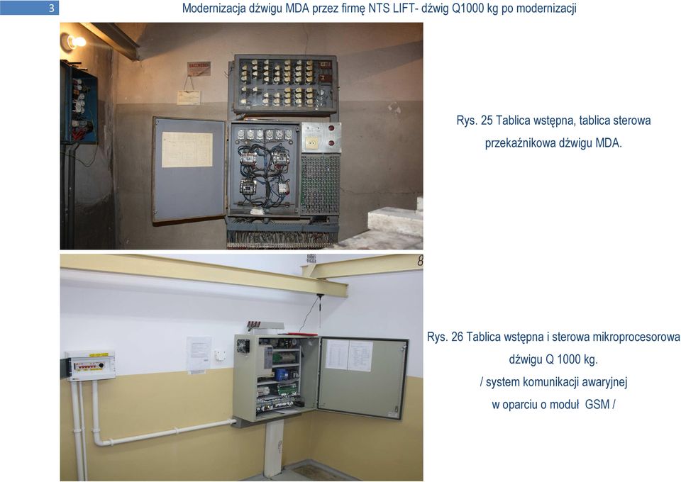 25 Tablica wstępna, tablica sterowa przekaźnikowa dźwigu MDA. Rys.