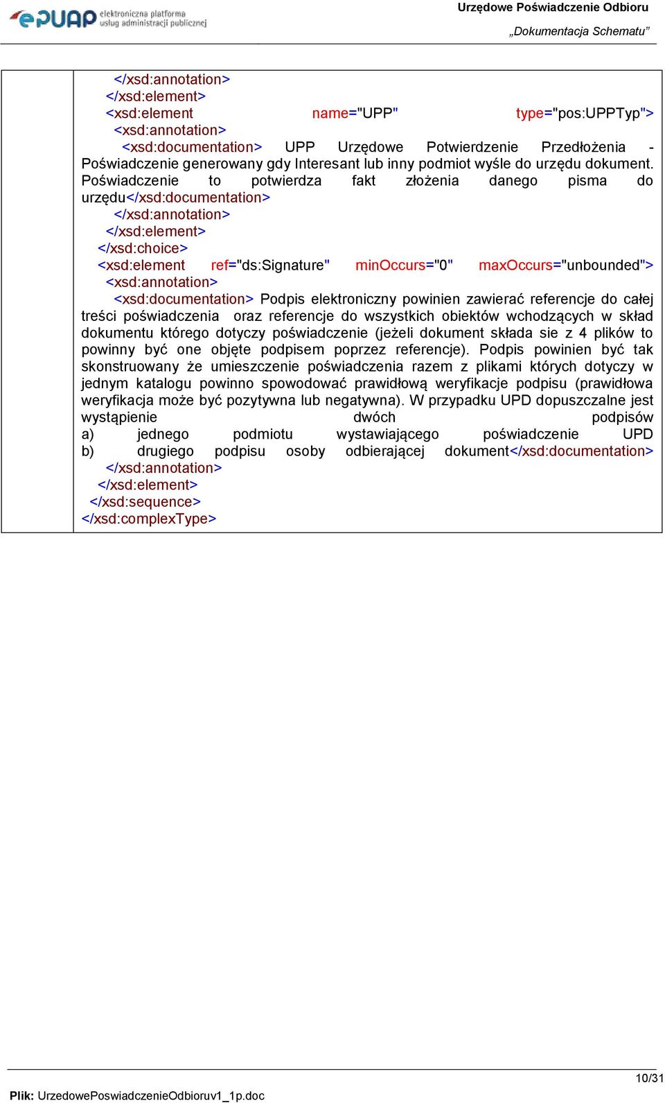 zawierać referencje do całej treści poświadczenia oraz referencje do wszystkich obiektów wchodzących w skład dokumentu którego dotyczy poświadczenie (jeżeli dokument składa sie z 4 plików to powinny