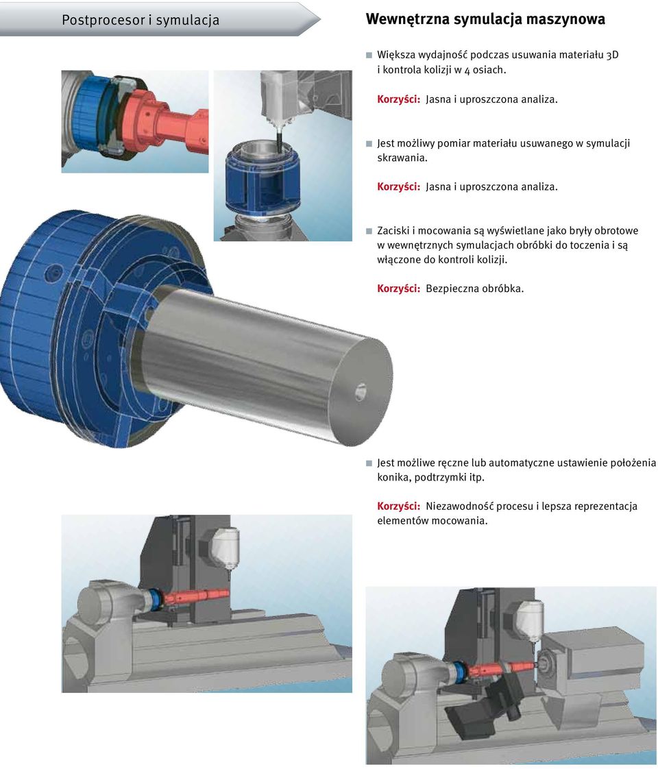 n Zaciski i mocowania są wyświetlane jako bryły obrotowe w wewnętrznych symulacjach obróbki do toczenia i są włączone do kontroli kolizji.