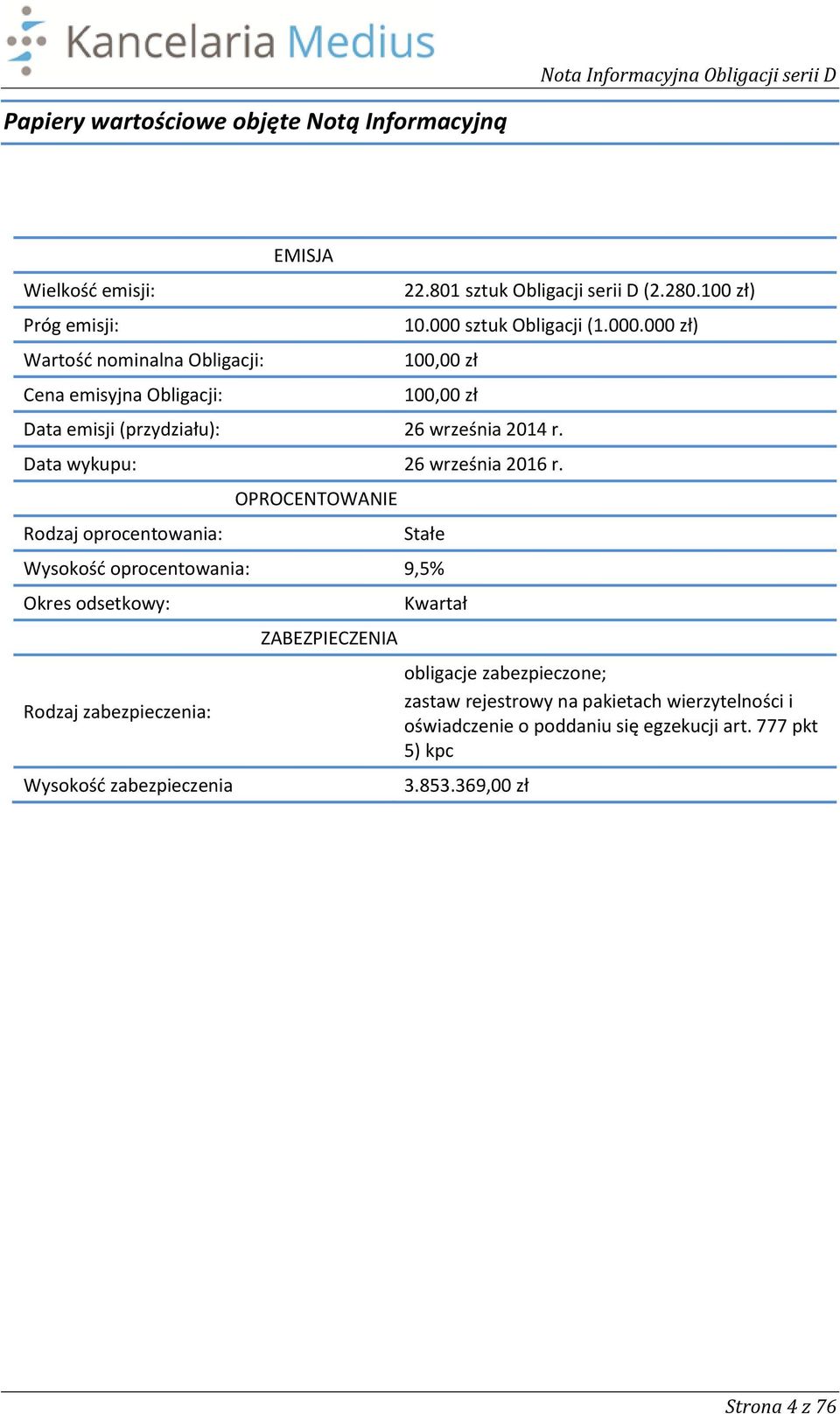 Data wykupu: 26 września 2016 r.