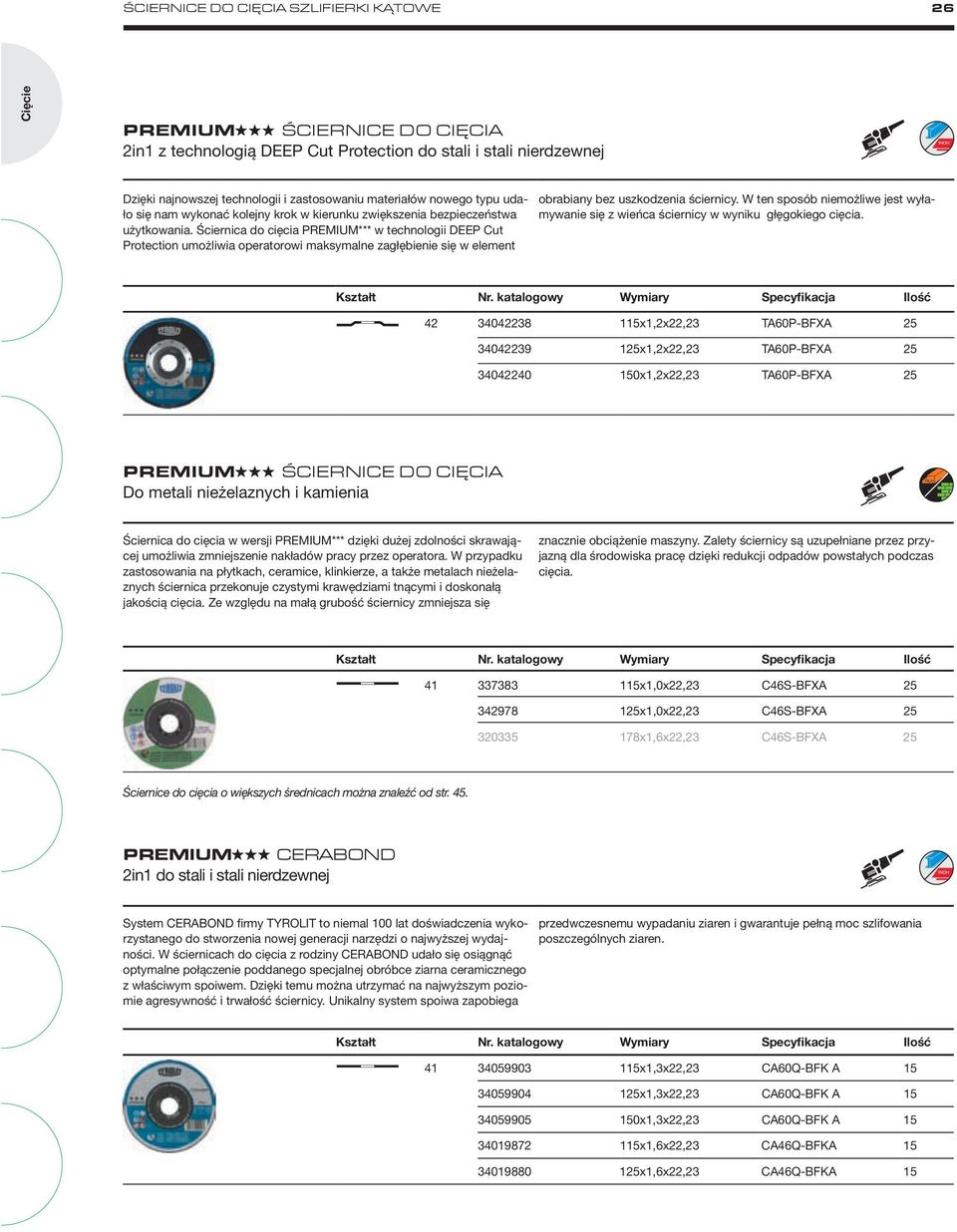 Ściernica do cięcia PREMIUM*** w technologii DEEP Cut Protection umożliwia operatorowi maksymalne zagłębienie się w element obrabiany bez uszkodzenia ściernicy.