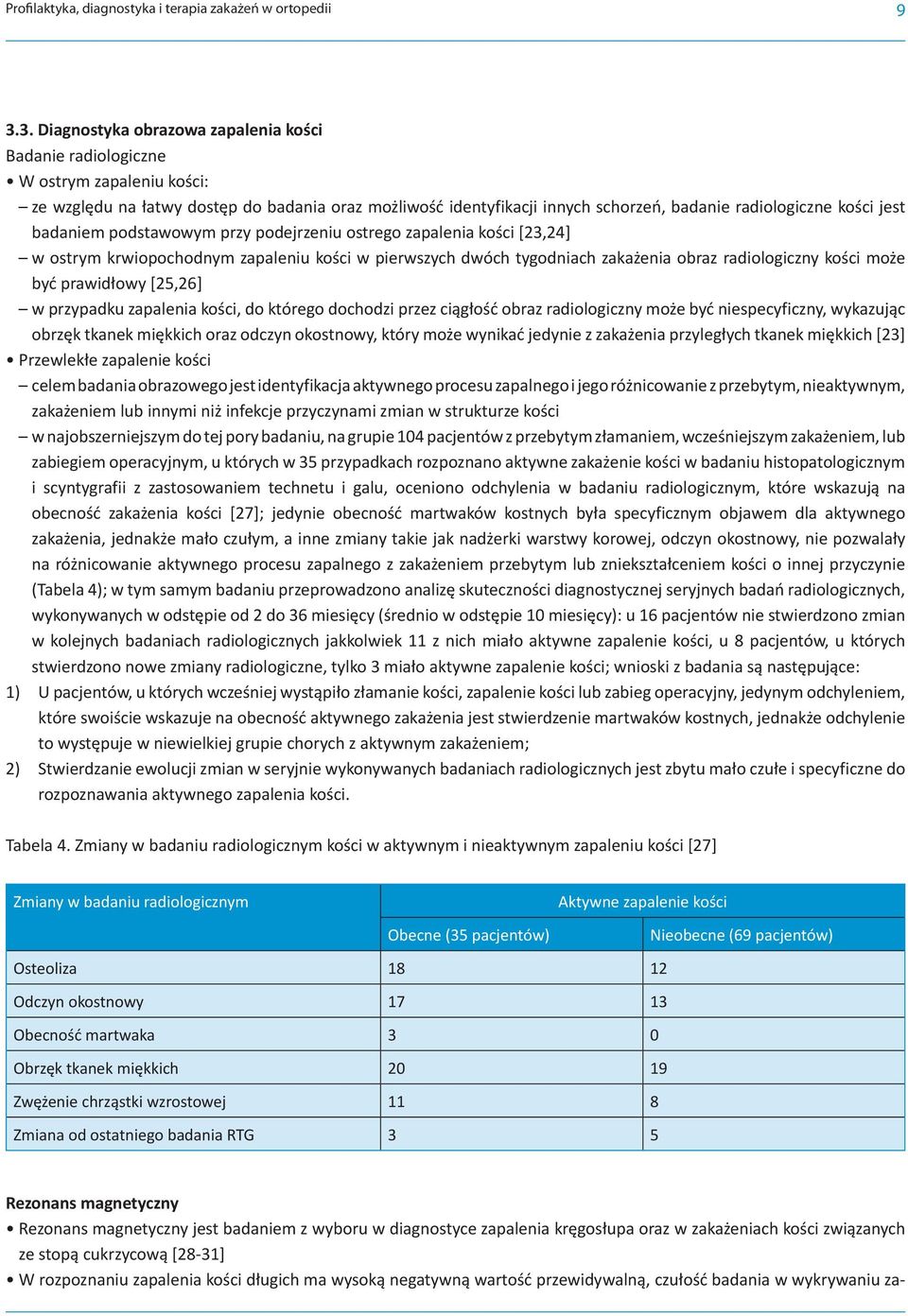 jest badaniem podstawowym przy podejrzeniu ostrego zapalenia kości [23,24] w ostrym krwiopochodnym zapaleniu kości w pierwszych dwóch tygodniach zakażenia obraz radiologiczny kości może być