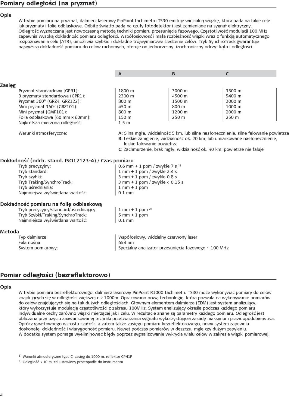 Czêstotliwoœæ modulacji 100 MHz zapewnia wysok¹ dok³adnoœæ pomiaru odleg³oœci.